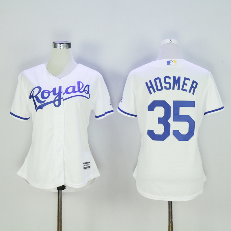 Women Kansas City Royals #35 Hosmer White MLB Jerseys->women mlb jersey->Women Jersey